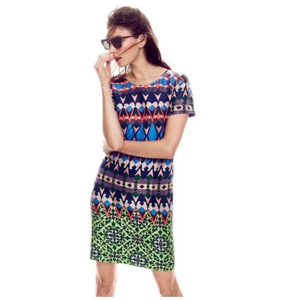J. Crew Gemstone Floral Silk Shift Dress Size 6